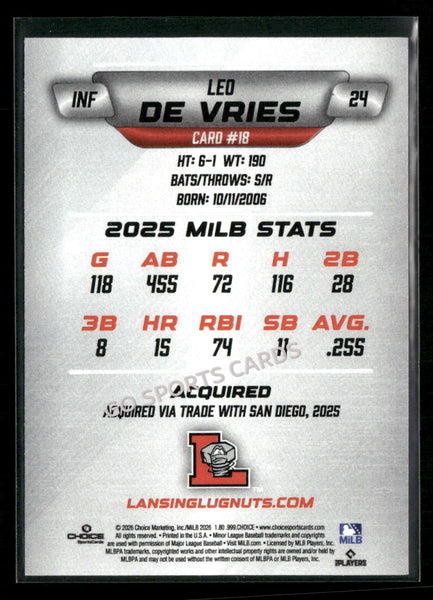 2026 Lansing Lugnuts Leo De Vries