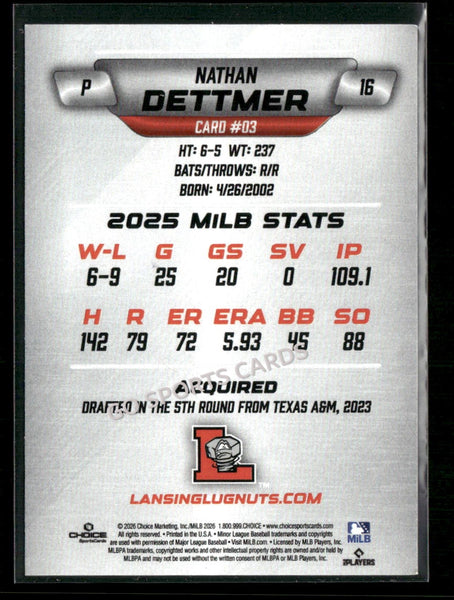 2026 Lansing Lugnuts Nathan Dettmer