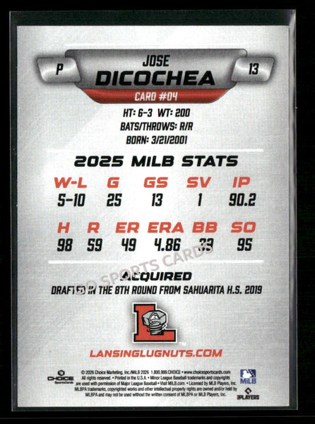 2026 Lansing Lugnuts Jose Dicochea