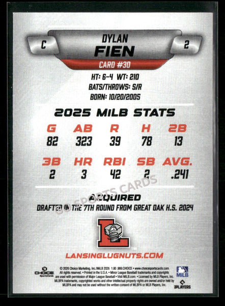 2026 Lansing Lugnuts Dylan Fien