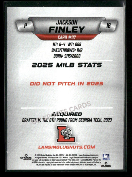 2026 Lansing Lugnuts Jackson Finley