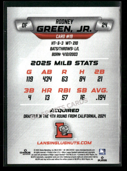 2026 Lansing Lugnuts Rodney Green Jr