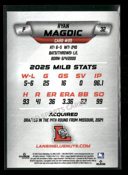 2026 Lansing Lugnuts Ryan Magdic