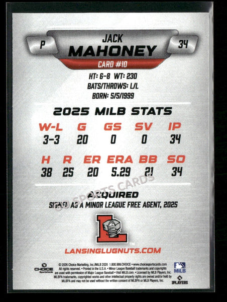 2026 Lansing Lugnuts Jack Mahoney