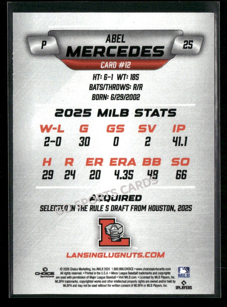 2026 Lansing Lugnuts Abel Mercedes