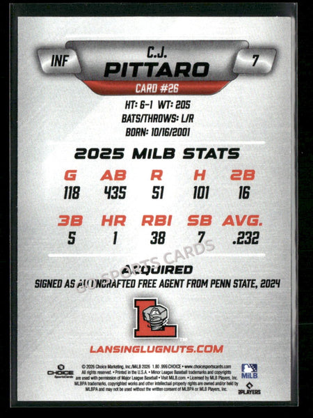 2026 Lansing Lugnuts CJ Pittaro