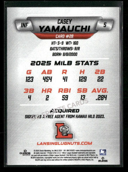 2026 Lansing Lugnuts Casey Yamauchi