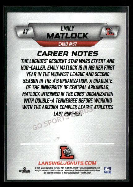 2026 Lansing Lugnuts Emily Matlock
