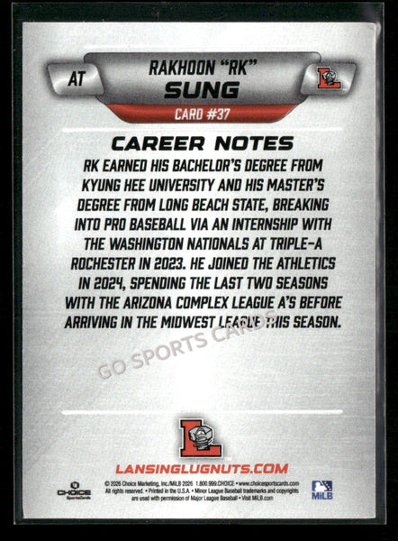 2026 Lansing Lugnuts Rakhoon RK Sung