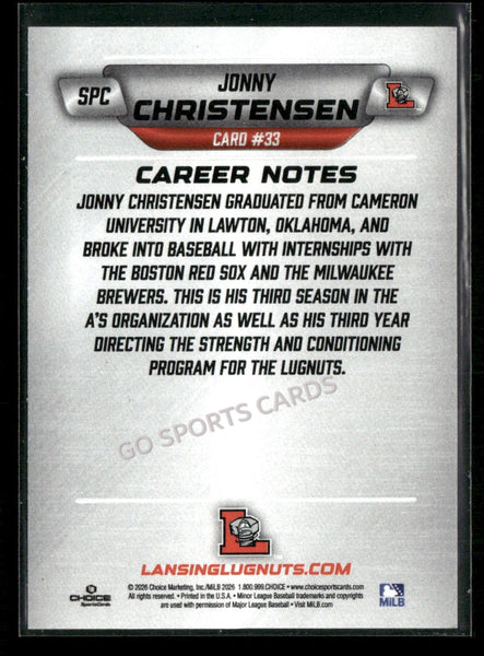 2026 Lansing Lugnuts Jonny Christensen