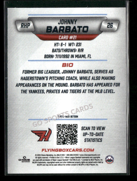 2026 Hagerstown Flying Boxcars Johnny Barbato