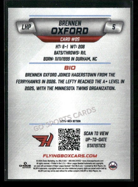 2026 Hagerstown Flying Boxcars Brennen Oxford