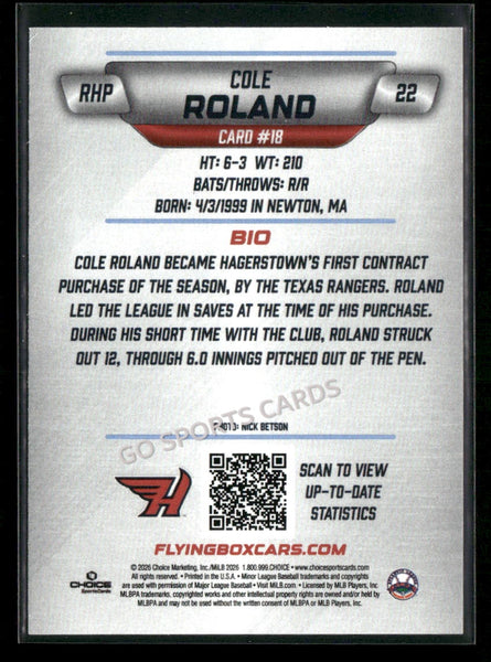 2026 Hagerstown Flying Boxcars Cole Roland
