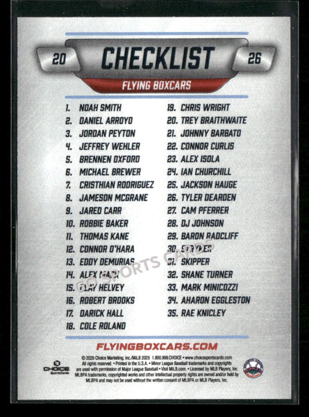 2026 Hagerstown Flying Boxcars Header Checklist
