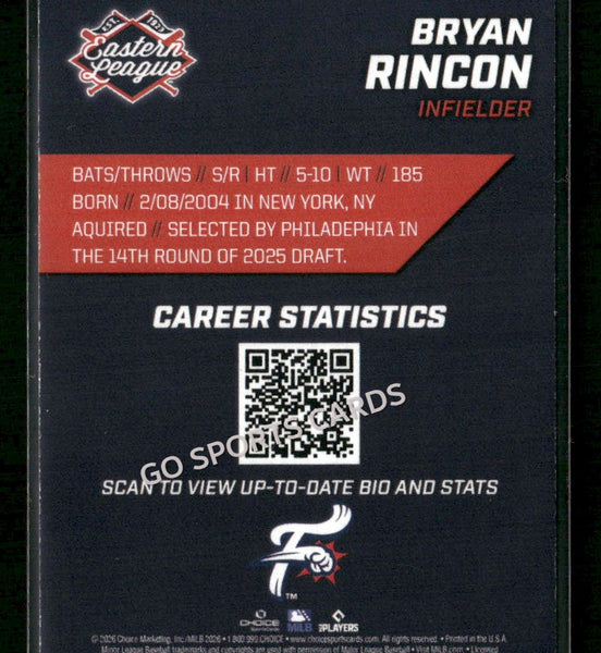 2026 Eastern League Top Prospects 2nd Bryan Rincon CORRECT