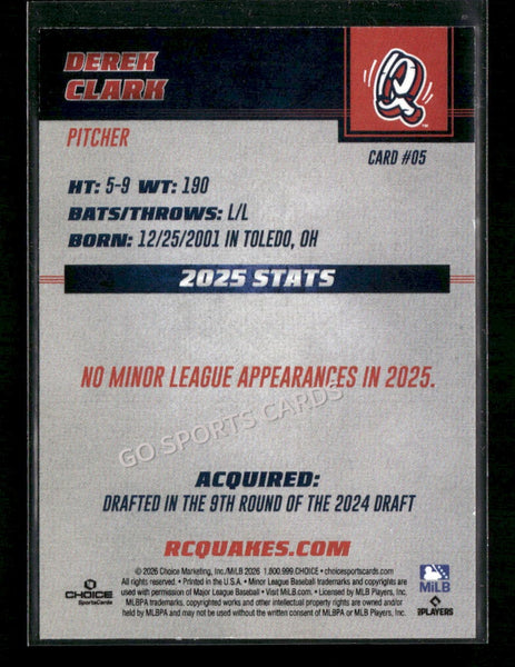 2026 Rancho Cucamonga Quakes Derek Clark