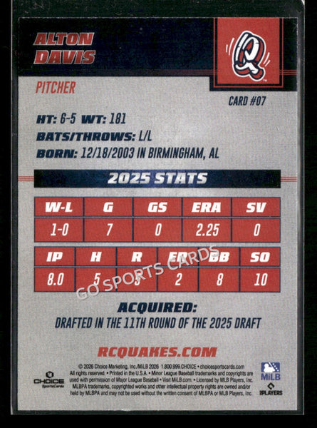 2026 Rancho Cucamonga Quakes Alton Davis