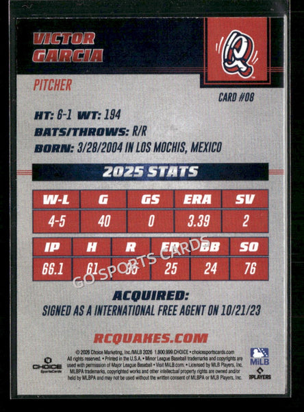2026 Rancho Cucamonga Quakes Victor Garcia