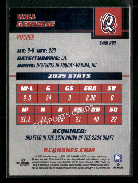 2026 Rancho Cucamonga Quakes Will Gervase