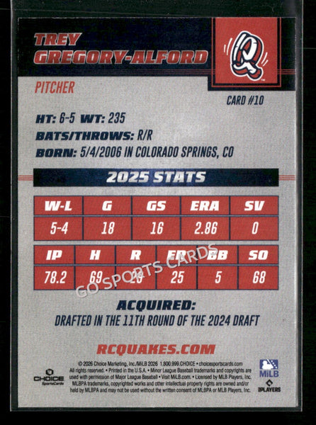 2026 Rancho Cucamonga Quakes Trey Gregory Alford