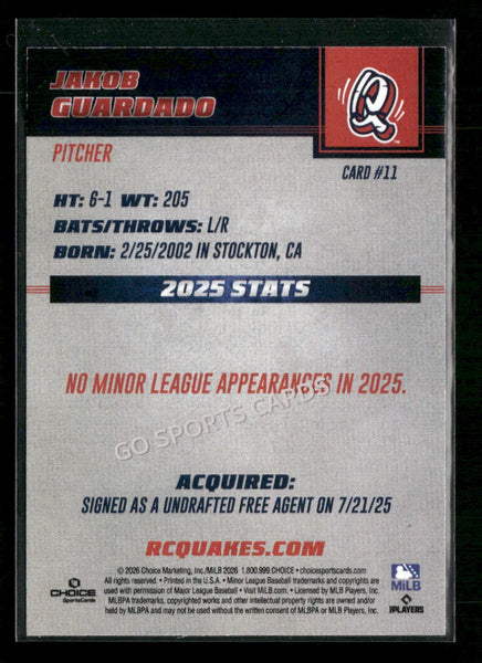 2026 Rancho Cucamonga Quakes Jakob Guardado