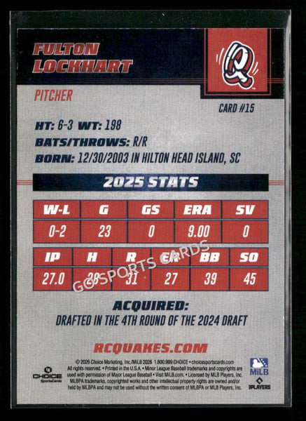 2026 Rancho Cucamonga Quakes Fulton Lockhart