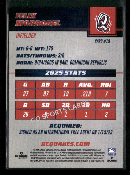 2026 Rancho Cucamonga Quakes Felix Morrobel