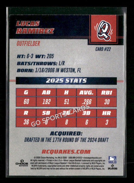 2026 Rancho Cucamonga Quakes Lucas Ramirez