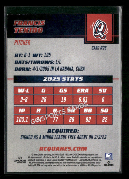 2026 Rancho Cucamonga Quakes Francis Texido