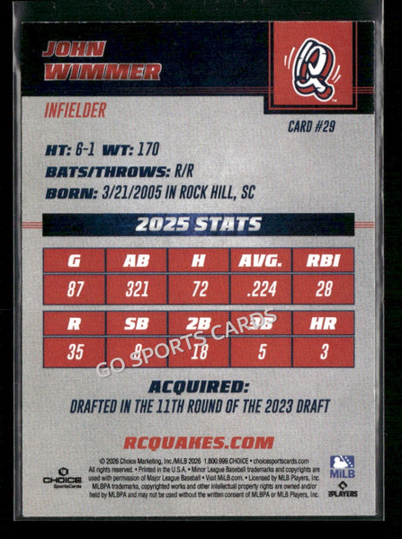 2026 Rancho Cucamonga Quakes John Wimmer