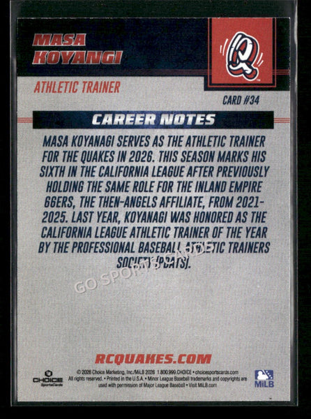 2026 Rancho Cucamonga Quakes Masa Koyangi