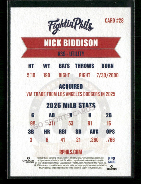 2026 Reading Phils 3rd Nick Biddison