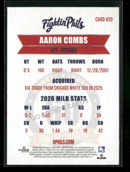 2026 Reading Phils 3rd Aaron Combs