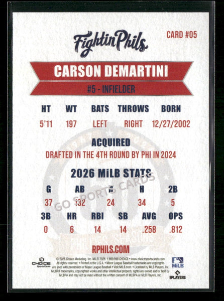2026 Reading Phils 3rd Carson Demartini
