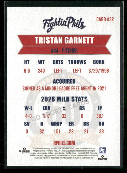2026 Reading Phils 3rd Tristan Garnett