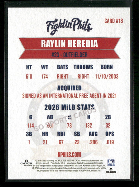 2026 Reading Phils 3rd Raylin Heredia