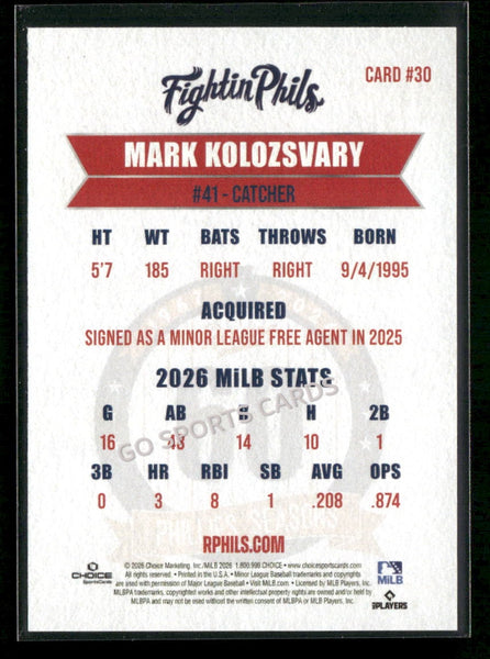 2026 Reading Phils 3rd Mark Kolozsvary