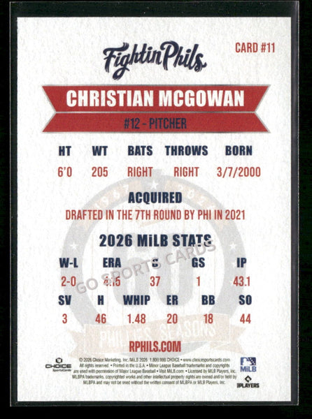2026 Reading Phils 3rd Christian McGowan