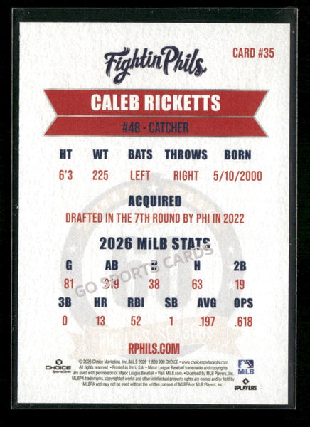 2026 Reading Phils 3rd Caleb Ricketts