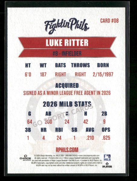 2026 Reading Phils 3rd Luke Ritter