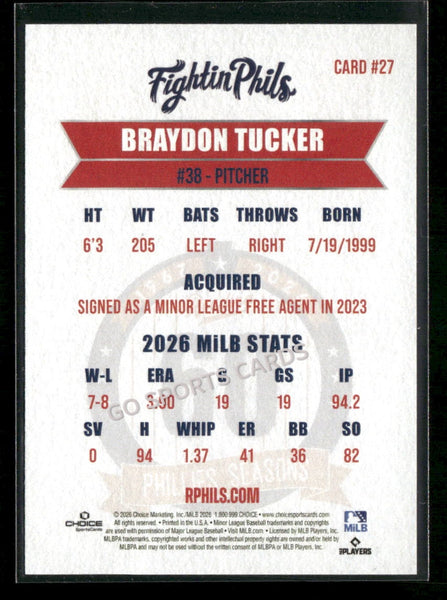 2026 Reading Phils 3rd Braydon Tucker