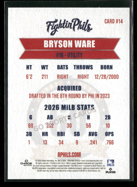 2026 Reading Phils 3rd Bryson Ware