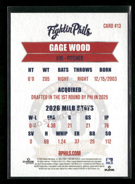 2026 Reading Phils 3rd Gage Wood