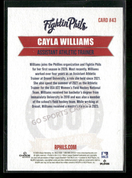 2026 Reading Phils 3rd Cayla Williams
