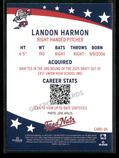 2026 Fredericksburg Nationals Landon Harmon