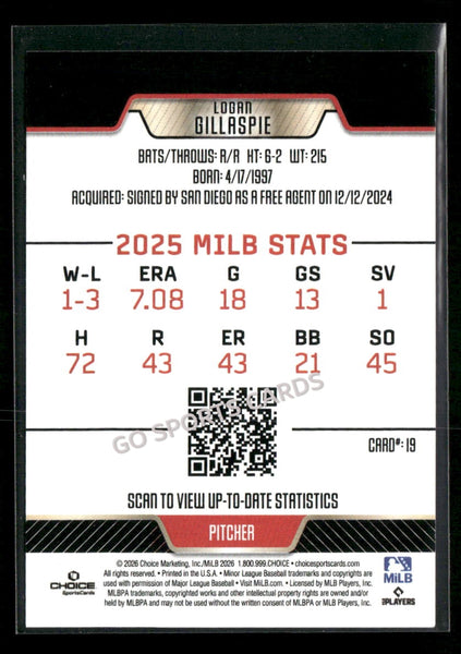 2026 El Paso Chihuahuas Logan Gillaspie