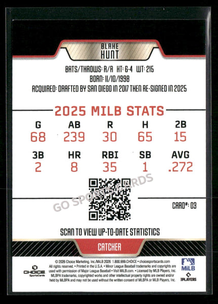 2026 El Paso Chihuahuas Blake Hunt
