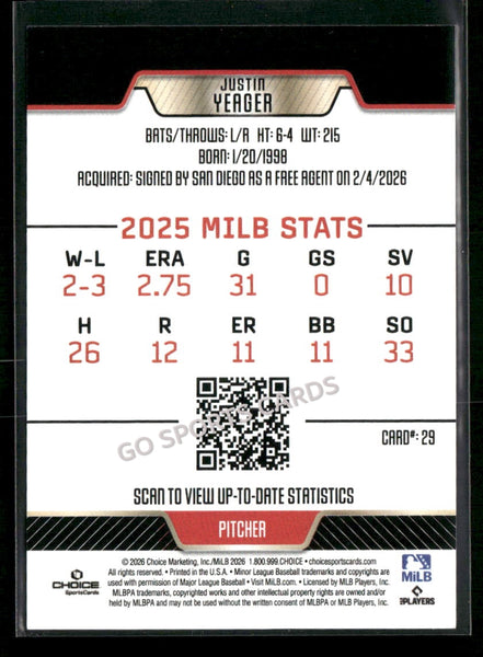 2026 El Paso Chihuahuas Justin Yeager