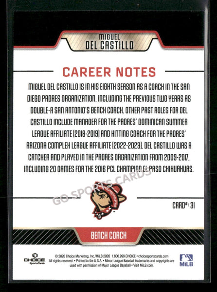 2026 El Paso Chihuahuas Miguel Del Castillo
