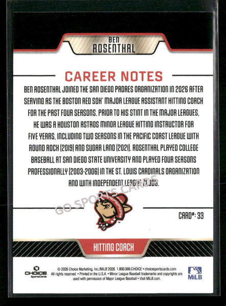 2026 El Paso Chihuahuas Ben Rosenthal